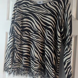 Monroe & Main Zebra Print Long Sleeve Top - Black and Cream